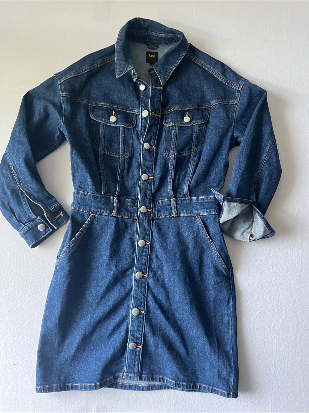 Lee Indigo Denim Button-Front Long Sleeve Dress